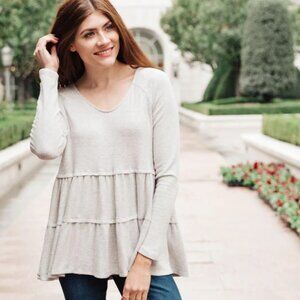 Nicely Done Tiered Top in Gray